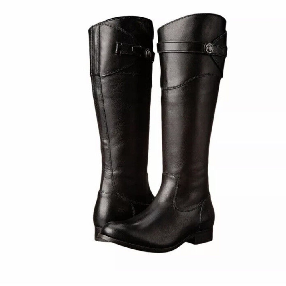 Frye Molly Tall Zip Boots extended calf size 8 black